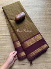 Honey Shade Checks / Kattam Kanchi Cotton Saree