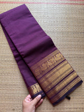 RF277 Monotone Deep Purple Shade Kanchi Cotton Saree With Silk Saree Inspired Varisaipet Border