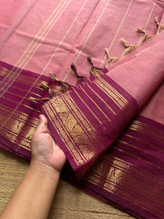 RF684 Silk saree inspired Kanchi cotton saree ~ Onion pink