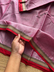 RF1309 Pastel pink mercerised Narayanpet soft cotton saree with small border
