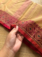 RF259 Beige shade Kanchi cotton saree with small thread border