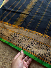 RF629 Black shade thread border soft Kanchi cotton saree