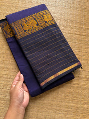 RF618 Navy blue shade Narayanpet big / long border cotton saree