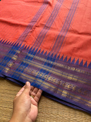 RF765 Light Reddish orange shade Kanchi cotton saree