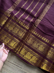 RF1115 Dark maroon Rettapet border Kanchi cotton saree
