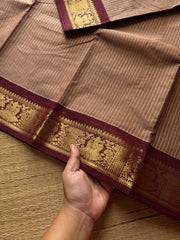RF501 Biscuit shade with coffee brown combination Vairaoosi pattern Kanchi cotton saree