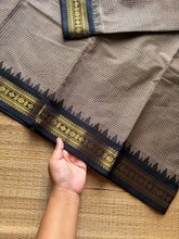RF1069 Greyish beige vintage Podikattam Kanchi cotton saree with contrast black border