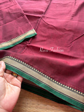 RF117 Maroon shade Mercerised Narayanpet cotton saree with small contrast border