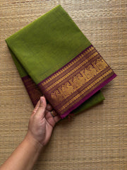 Green and magenta pink combination Kanchi cotton saree