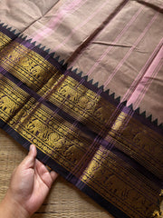 RF1371 Dual tone biscuit shade ~ Rettapet border Kanchi cotton saree