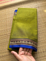 Dual Tone Green Narayanpet Mercerised Cotton Saree With Small Contrast Border