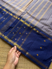 RF1240 Greyish ice blue ~ Vinatge Kattam Kanchi cotton saree