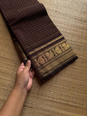 RF1341 Kattam edition ~ Deep brown Kanchi cotton saree