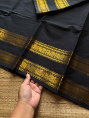 RF1348 Black ~ Kanchi Cotton Saree with gap border