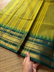 RF683 Thazhampoo border Kanchi cotton saree ~ Green