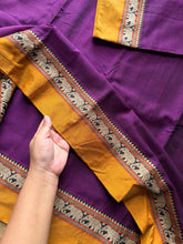 RF482 Purple with mustard combination elephant pattern mercerised Narayanpet cotton saree