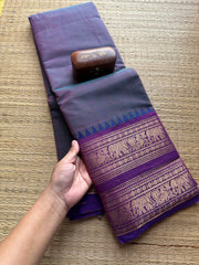RF38 Dual tone Retta Patta border Kanchi cotton saree