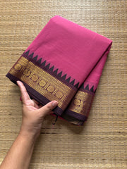 RF282 Onion Pink Shade Kanchi Cotton Saree With contrast border