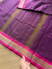 RF396 Purple shade thread border soft Kanchi cotton saree
