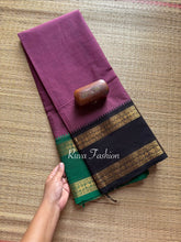 RF33 Dark mauve pink Ganga Jamuna Border Kanchi Cotton Saree - RF33