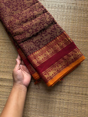 RF962 Vanasingaram pattern Kanchi cotton saree ~ Maroon
