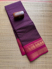 Purple With Pink Lakshadeepam / 1000 Buttas Kanchi Cotton Saree