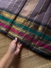 RF1291 Greyish jamun shade ~ Silk saree inspired Kanchi cotton saree