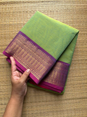 RF205 Dual tone Turquoise green shade Kanchi cotton saree