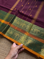 RF1328 Arakku shade ~ Kanchi cotton Rettapet border saree