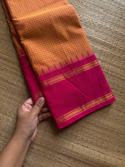 RF1319Dark mango shade with pink ~ Vintage Kattam Edition