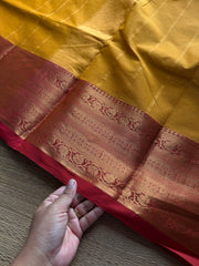 RF1092 Dual tone orange ~ One side border Kanchi cotton saree