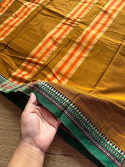 RF454 Dual tone honey shade Mercerised Narayanpet cotton saree with contrast small thread border