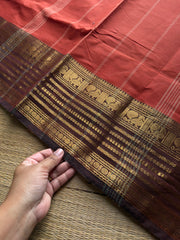 RF952 Rust orange shade Kanchi cotton saree