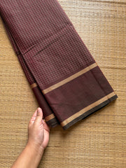RF654 Dual tone brown shade thread border Kanchi cotton saree
