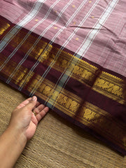 RF1343 Pastel pink shade ~ Kattam edition Kanchi cotton saree with handmade golden Zari buttas