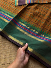 RF825 Velthari Pattern Kanchi Cotton Saree ~ Honey Shade