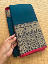 RF163 Peacock blue shade shade Mercerised Narayanpet Cotton saree