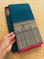 RF163 Peacock blue shade shade Mercerised Narayanpet Cotton saree