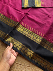 RF1177 Magenta pink shade with black combination Kanchi cotton saree ~ Silk saree inspired