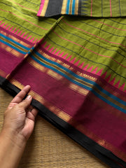 RF824 Velthari Pattern Kanchi Cotton Saree ~ Green