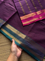 RF351 Deep Purple shade Vairaoosi with Ganga Jamuna border Kanchi cotton saree