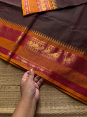 RF843 Dual tone brown shade Kanchi cotton saree
