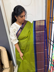 RF622 Green with royal blue combination Kanchi cotton saree