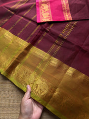 RF1224 Dual tone arakku shade Kanchi cotton saree with Ganga Jamuna border
