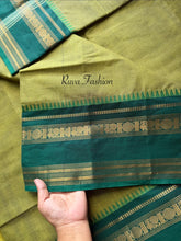 RF51 Unique Shades of green Retta Patta Border Kanchi cotton saree