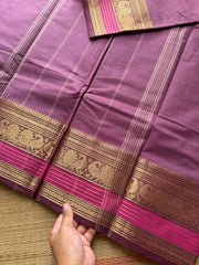 RF401 Onion pink shade Kanchi cotton saree with silk saree inspired Zari border