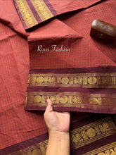 RF72 Rust Orange Shade vintage Checks / Kattam Kanchi Cotton Saree
