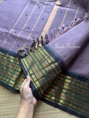 RF19 Dual tone grape shade contrast black border & handmade thread buttas - RF19