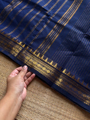 RF1322 Navy blue shade ~ Vairaoosi Pattern Kanchi Cotton Saree with small border