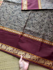 RF561 Premium & Exclusive Vanasingaram Kanchi Cotton saree ~ Biscuit with brown